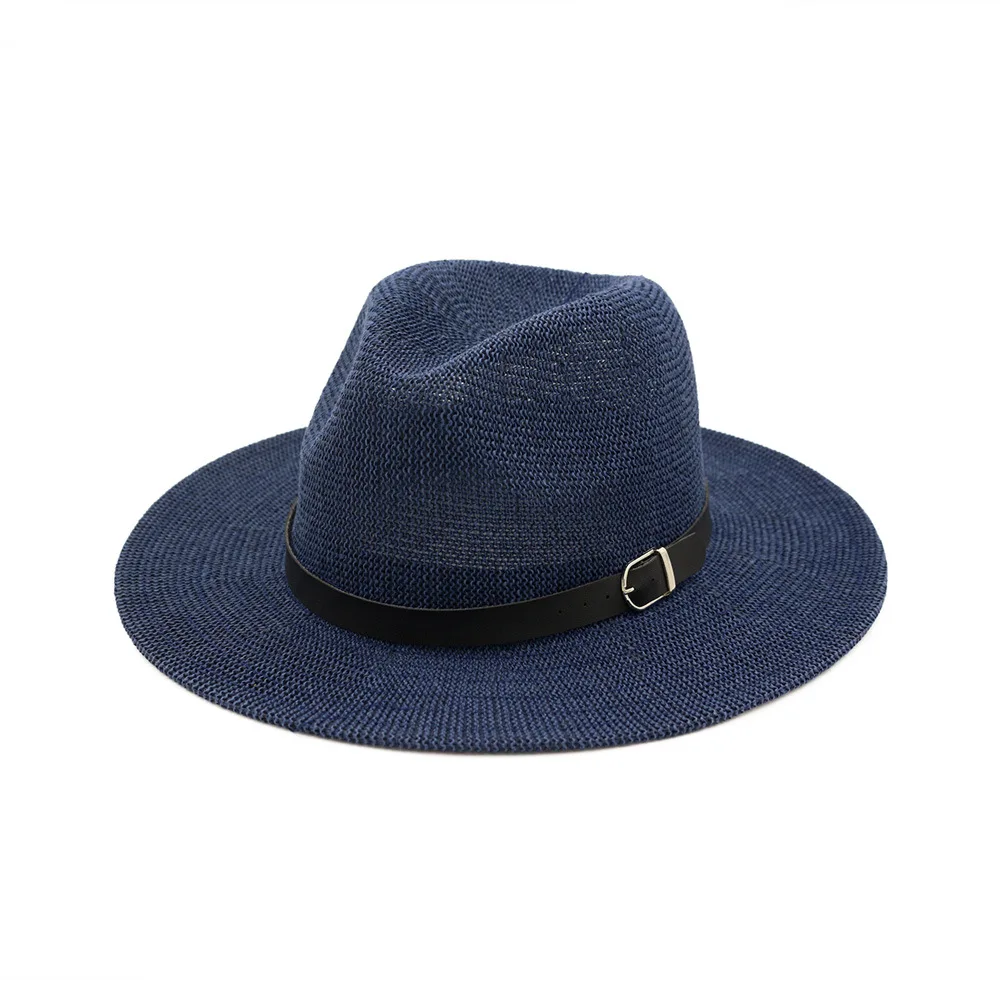 Bucket Hat Straw - Navy Blue Beach Straw Hat Women