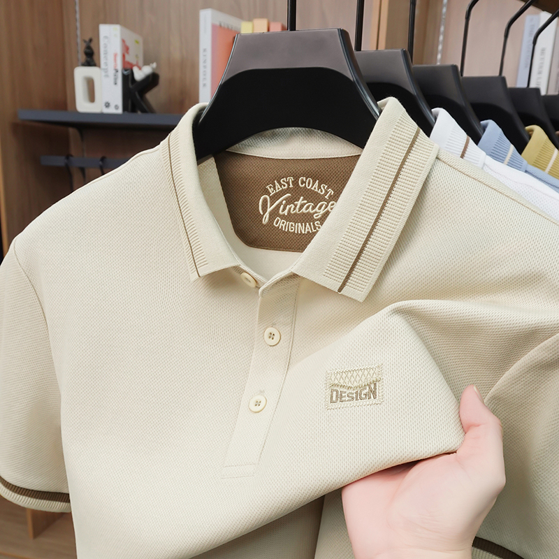Polo Shirt Pique - High end brand letter embroidered short