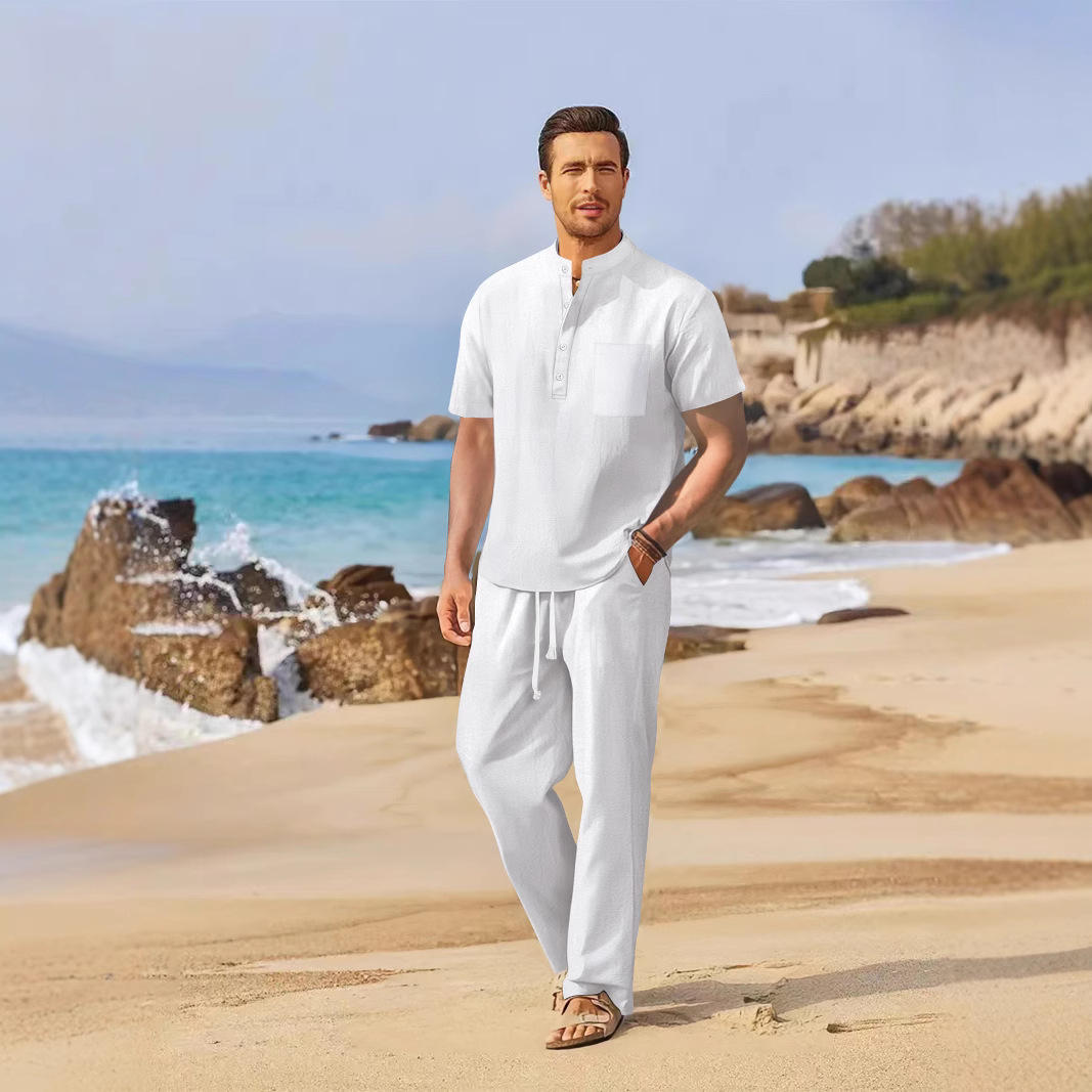 Loose Casual Cotton Linen Men' - Linen Shirt Breathable のレビューと価格