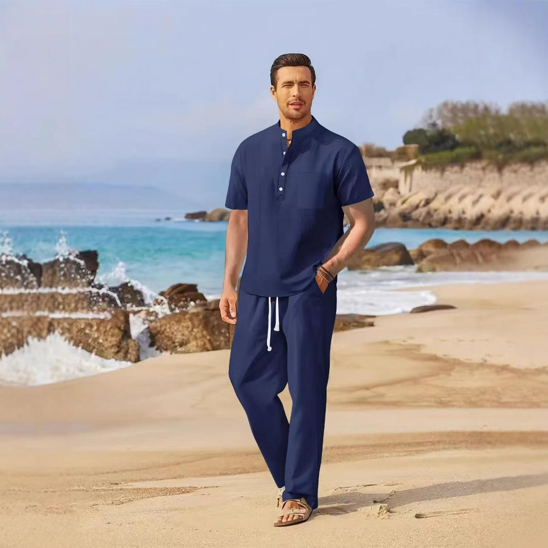 Loose Casual Cotton Linen Men' - Linen Shirt Breathable のレビューと価格