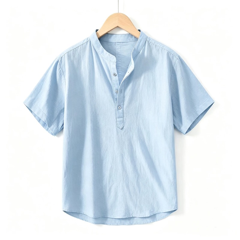 Summer Mens Short Sleeve Shirt - Linen Shirt Breathable のレビューと価格