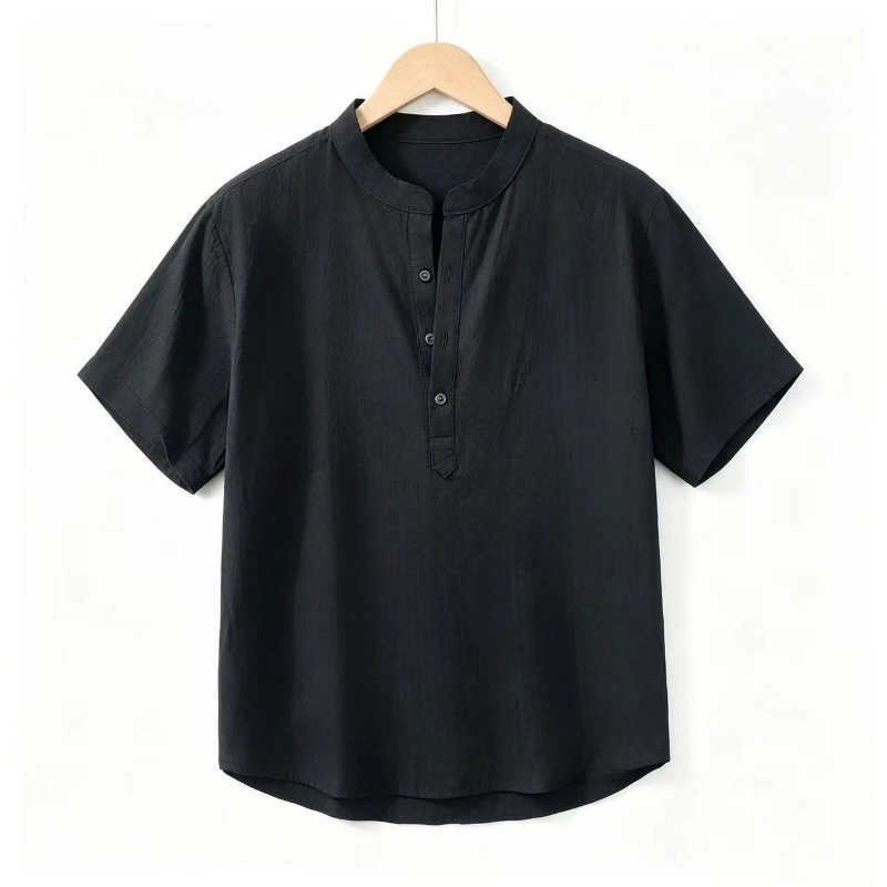 Summer Mens Short Sleeve Shirt - Linen Shirt Breathable のレビューと価格