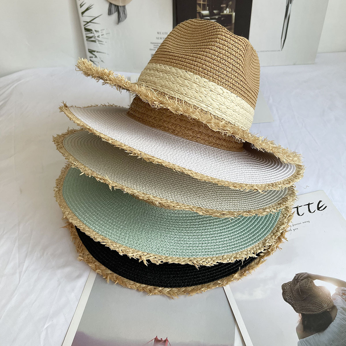 Fringed Brim Panama Hat Wide B - Bucket Hat Straw のレビューと価格