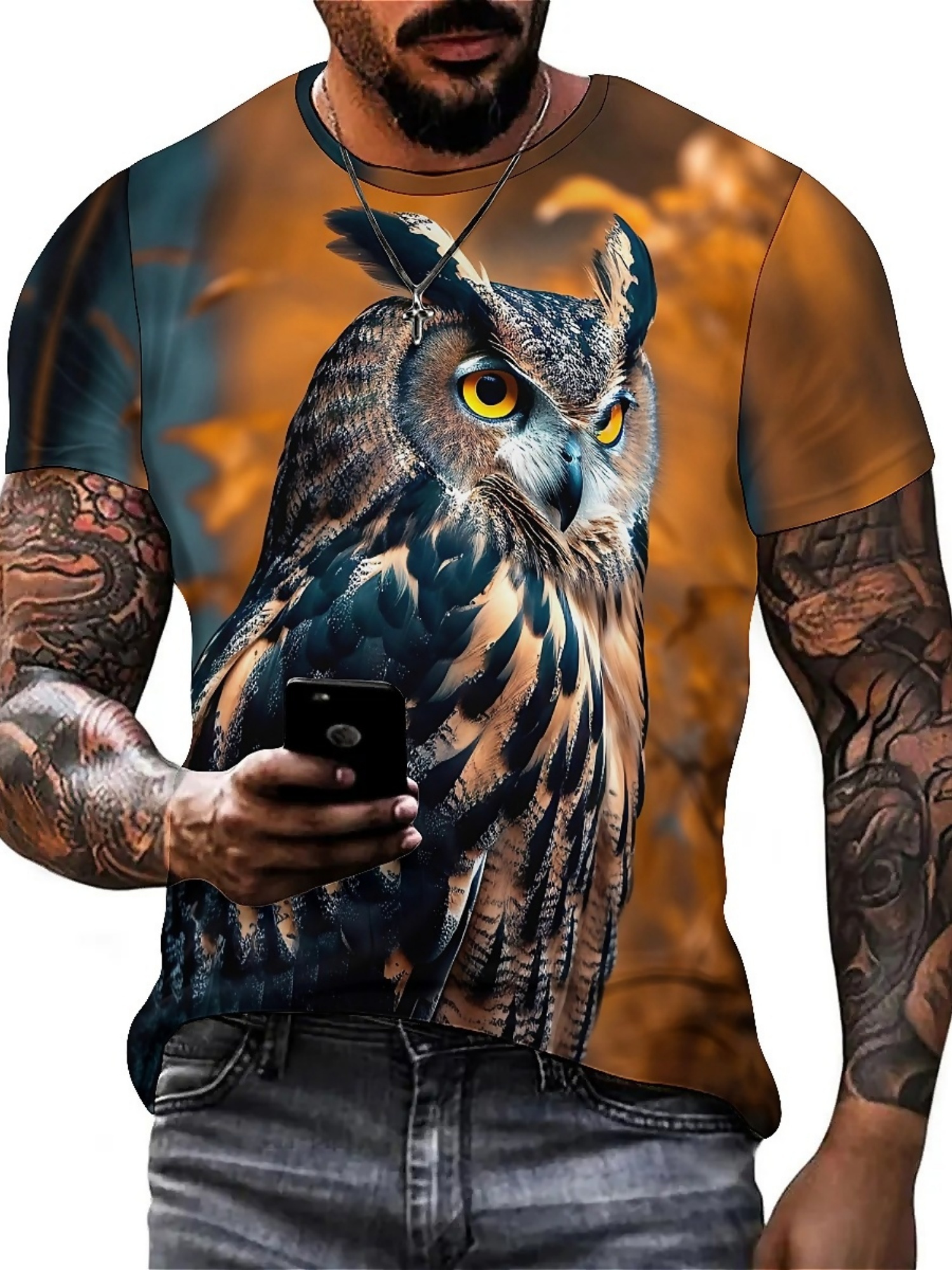 Men's & Women's 3D Print Owl G - Tee Graphic Print のレビューと価格