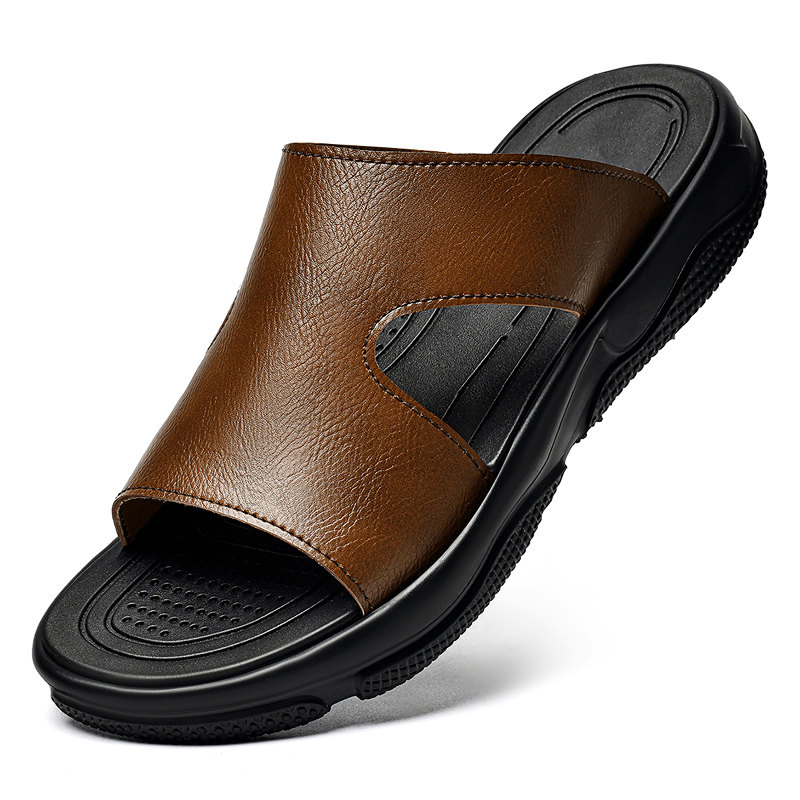Men's Leather Slide Sandals No - Flip Flop Leather Men のレビューと価格