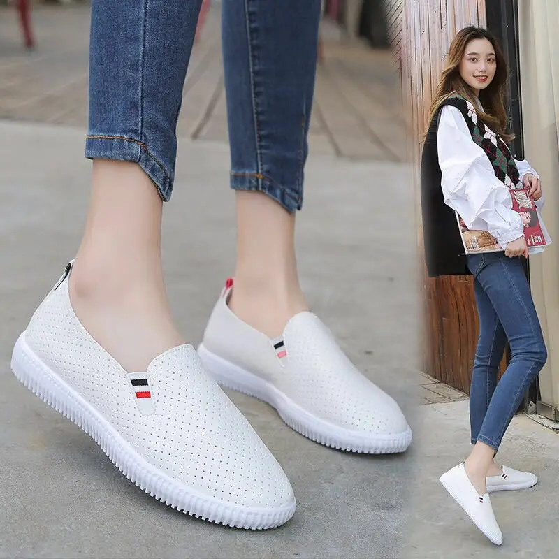 Women Sneakers White Flats Cut - Espadrille Slip On のレビューと価格