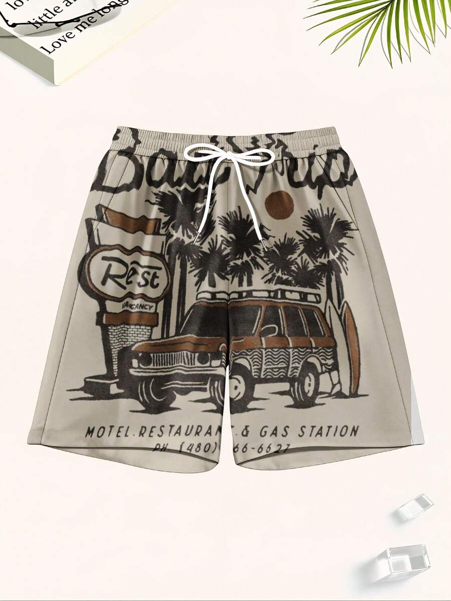 Mens Beach Trip Print Board Sh - Swim Trunk Quick Dry のレビューと価格