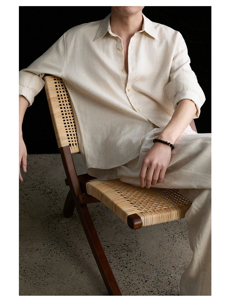 High-end Natural Linen Men's S - Linen Shirt Breathable のレビューと価格