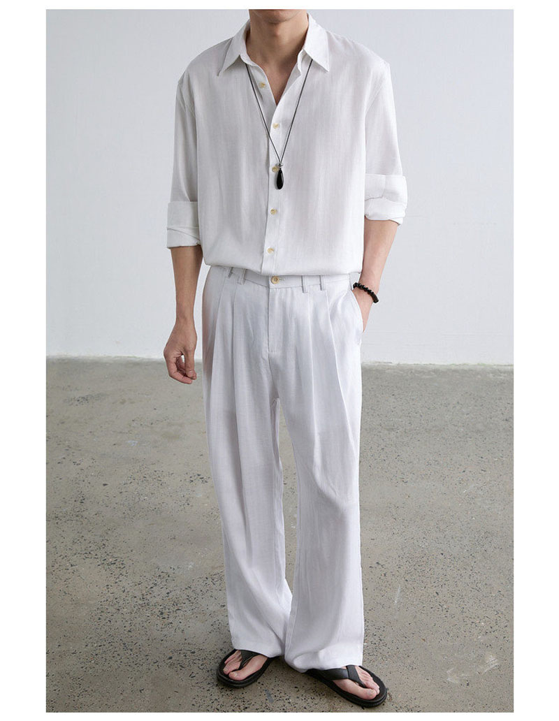 High-end Natural Linen Men's S - Linen Shirt Breathable のレビューと価格