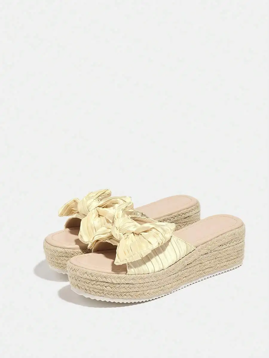 Pleated Satin Bow Espadrille P - Espadrille Slip On のレビューと価格