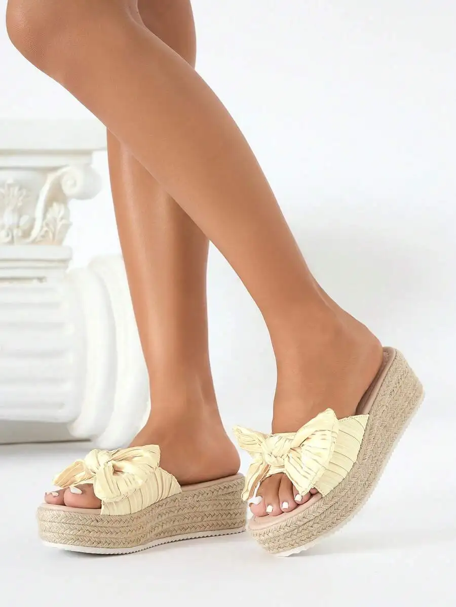 Pleated Satin Bow Espadrille P - Espadrille Slip On のレビューと価格