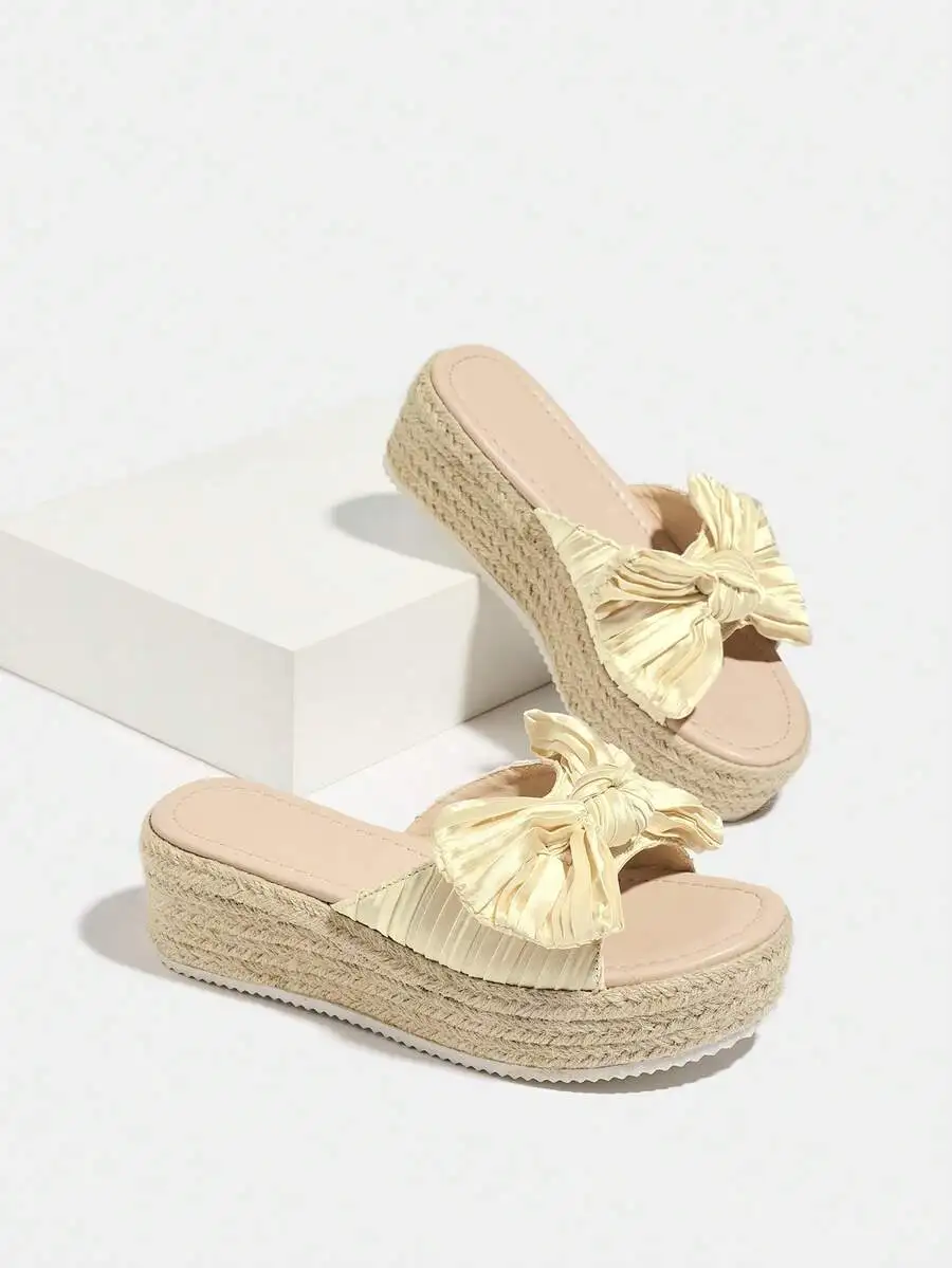 Pleated Satin Bow Espadrille P - Espadrille Slip On のレビューと価格