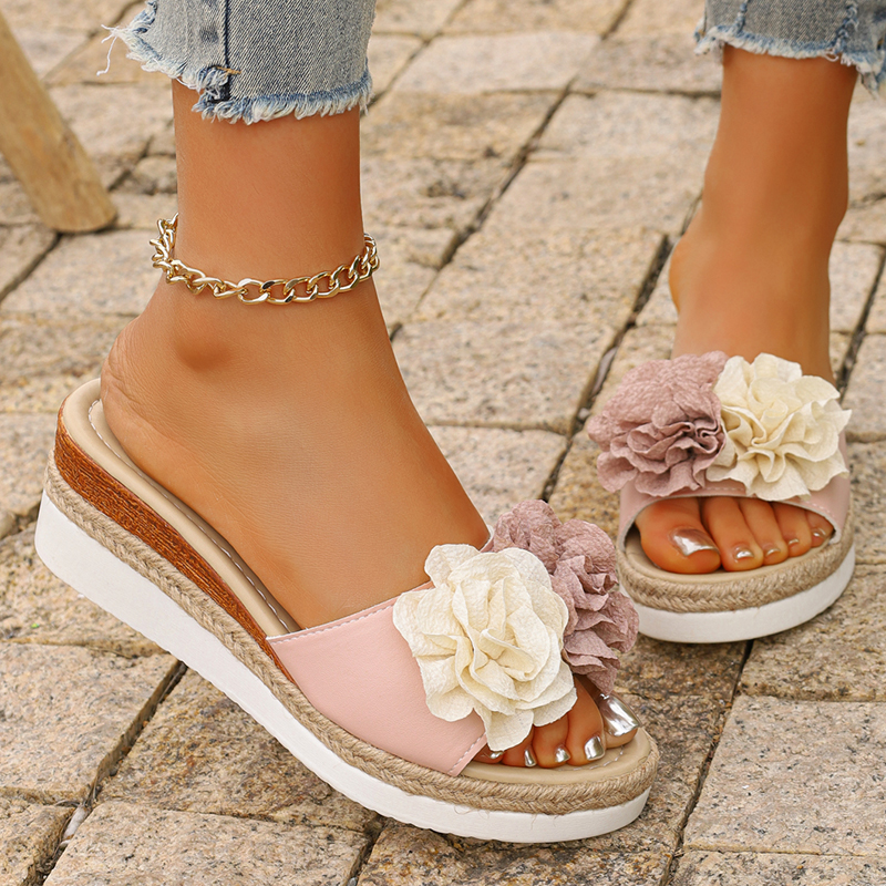 Women's Pink Flower Decor Plat - Espadrille Slip On のレビューと価格