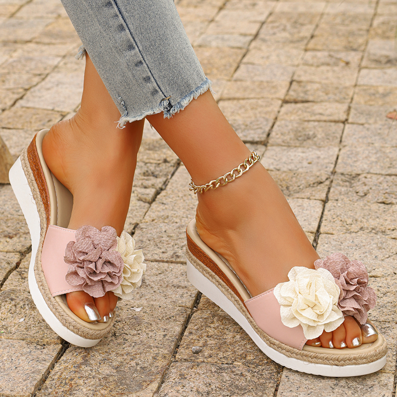 Women's Pink Flower Decor Plat - Espadrille Slip On のレビューと価格