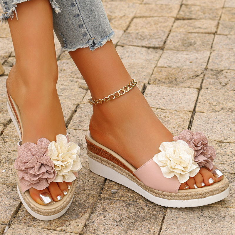 Women's Pink Flower Decor Plat - Espadrille Slip On のレビューと価格