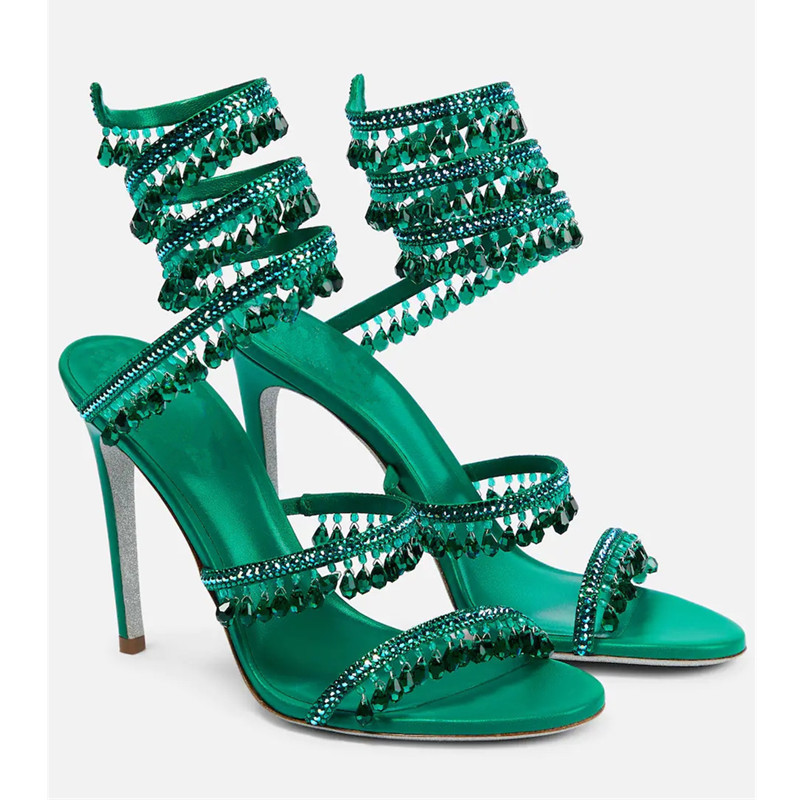 Sexy Green Crystal Fringe Stil - Casual Sandal Leather のレビューと価格