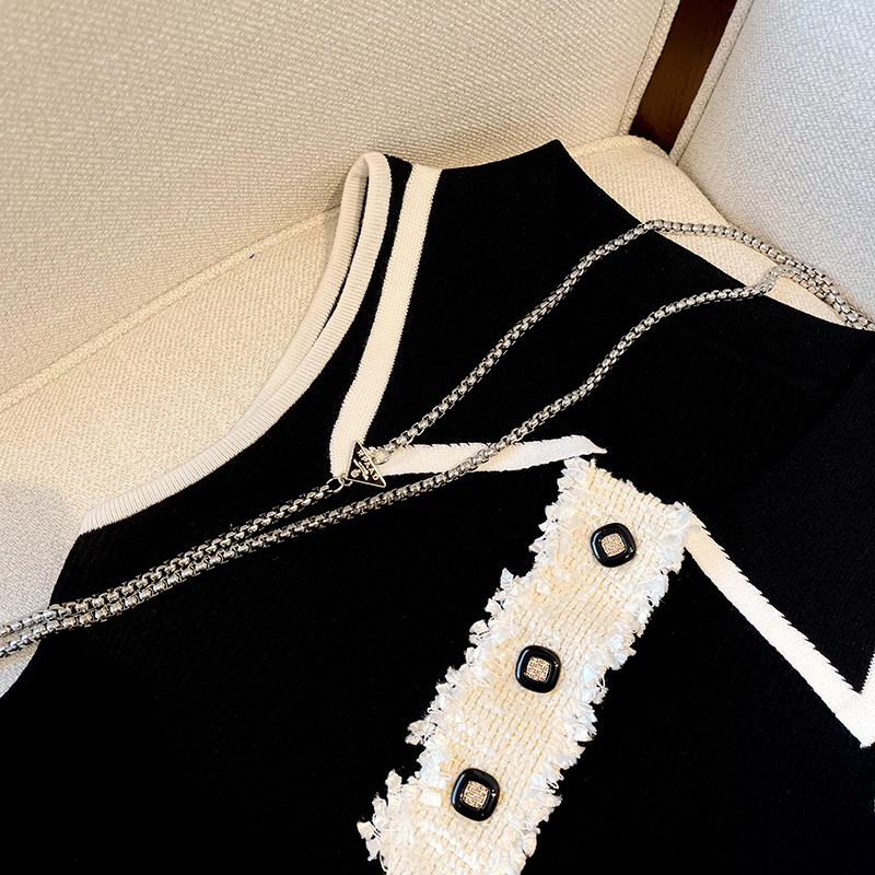 Slim Fit Knitted Vest Women's  - Shirt Camp Collar のレビューと価格