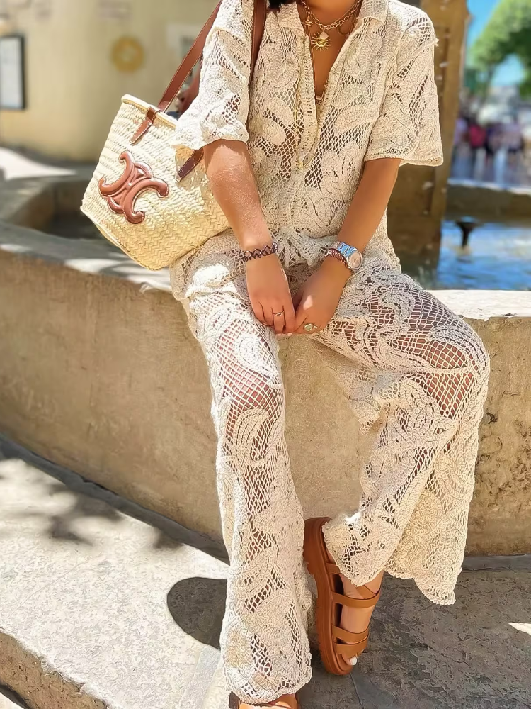 Women's Stylish 2 Piece Set Cr - Resort Shirt Floral のレビューと価格