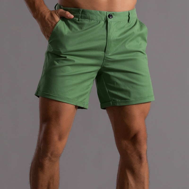 Men Slim Fit Chino Shorts Roll - Shorts Chino Slim のレビューと価格