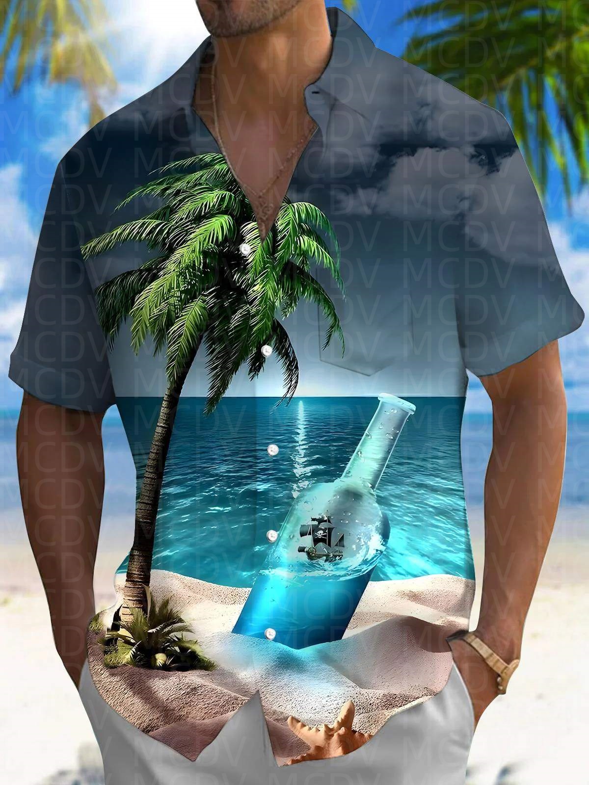 Trump Pattern Men's Hawaiian S - Shirt Camp Collar のレビューと価格