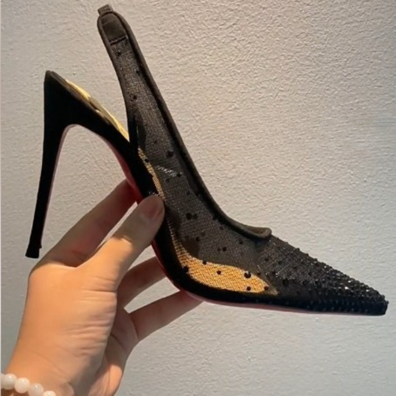 Mesh Rhinestone Rear Empty Sti - Casual Sandal Leather のレビューと価格