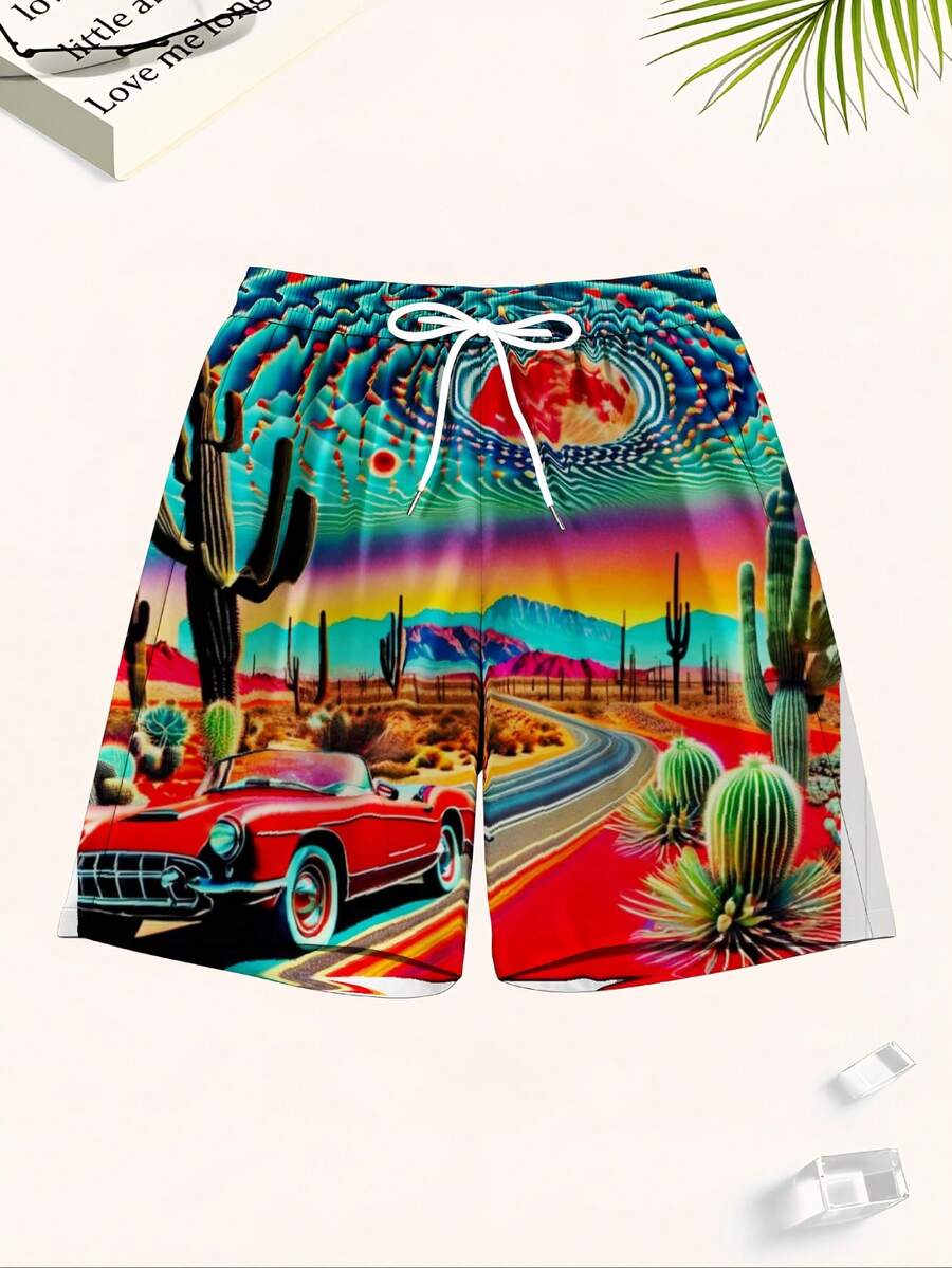 Mens Desert Scene Swim Trunks  - Swim Trunk Quick Dry のレビューと価格