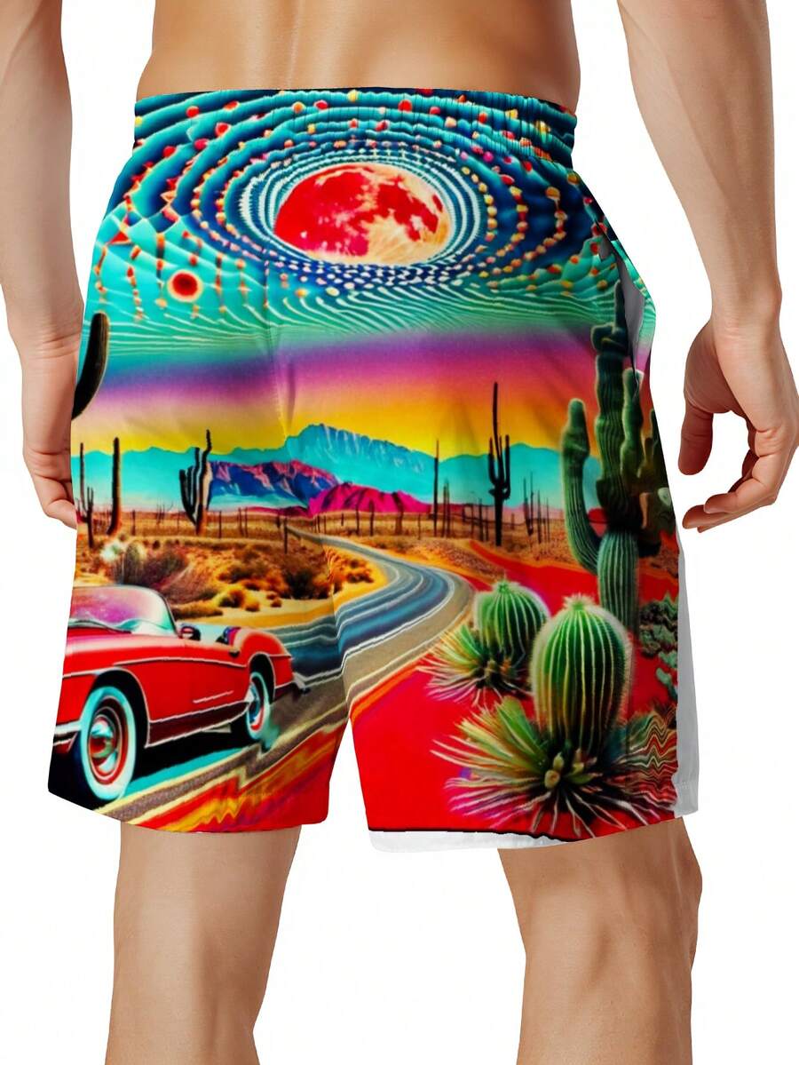 Mens Desert Scene Swim Trunks  - Swim Trunk Quick Dry のレビューと価格