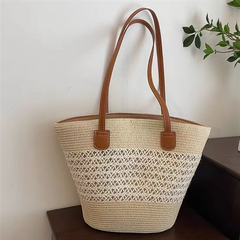 Large Capacity Straw Woven Bag - Bucket Hat Straw のレビューと価格