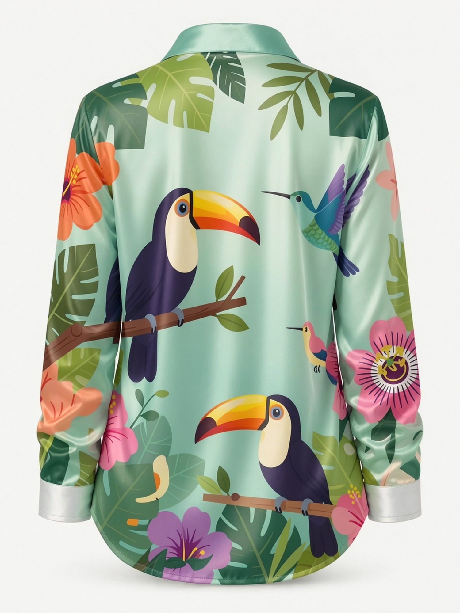 Mint Toucan Satin Button Shirt - Resort Shirt Floral のレビューと価格