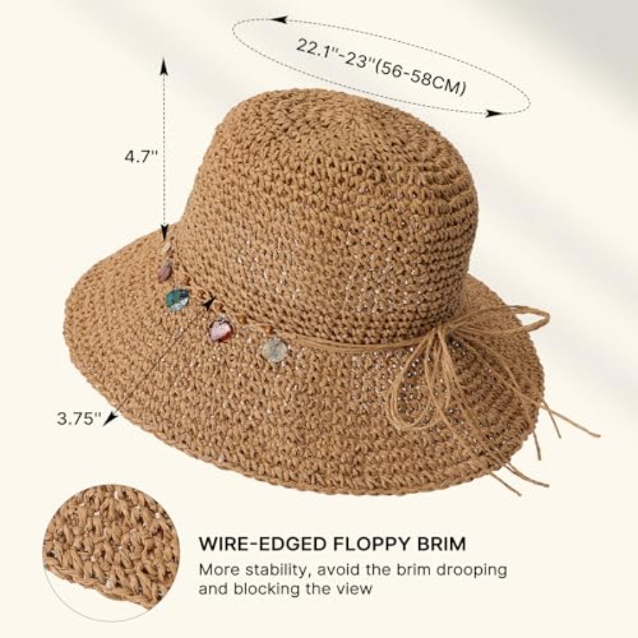 Beach Sun Hats for Women, Stra - Packable Hat Nylon のレビューと価格