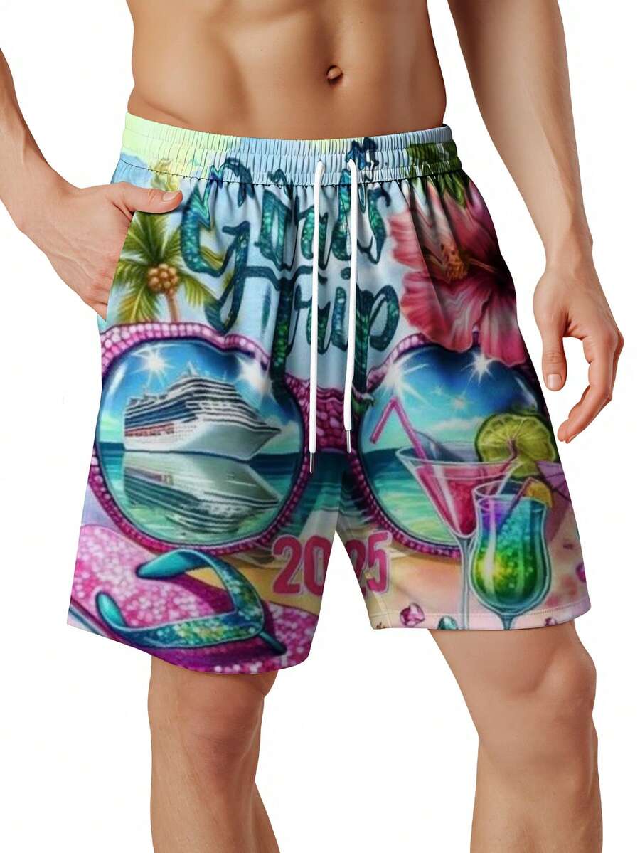 Mens Beach Swim Trunks 3D Prin - Swim Trunk Quick Dry のレビューと価格