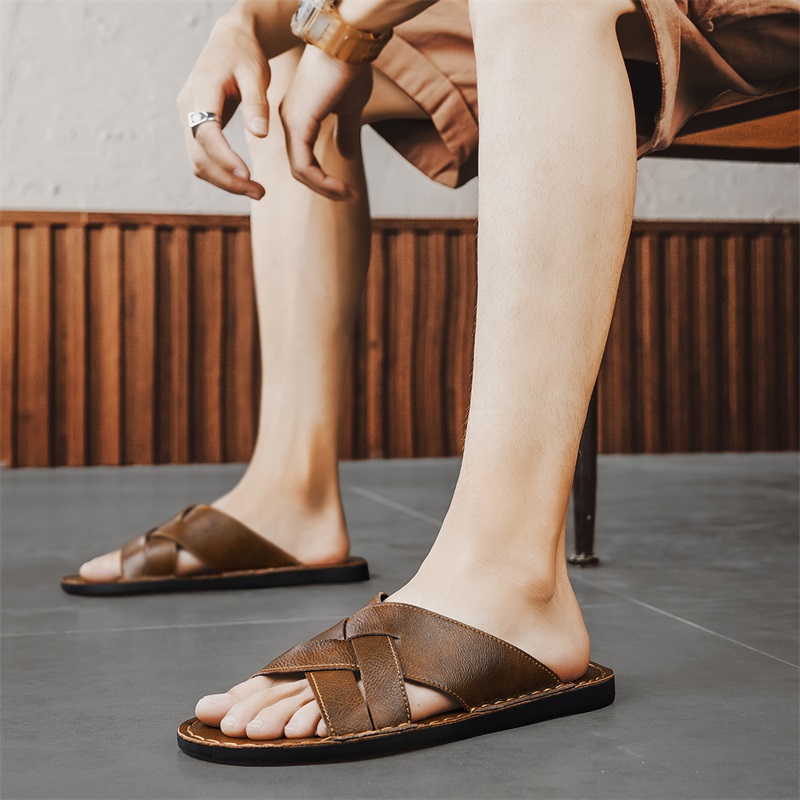 Genuine Leather Men Casual San - Flip Flop Leather Men のレビューと価格