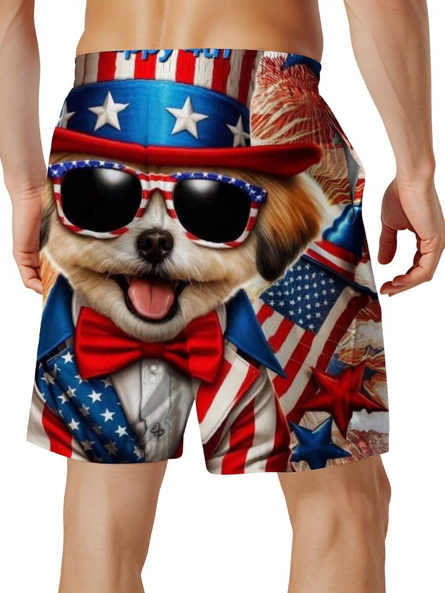 Patriotic Dog American Flag Pr - Swim Trunk Quick Dry のレビューと価格