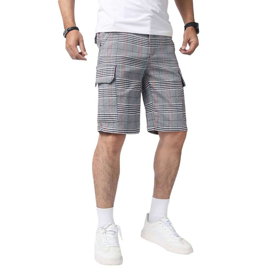 Mens Slim Fit Stretch Plaid Dr - Shorts Chino Slim のレビューと価格