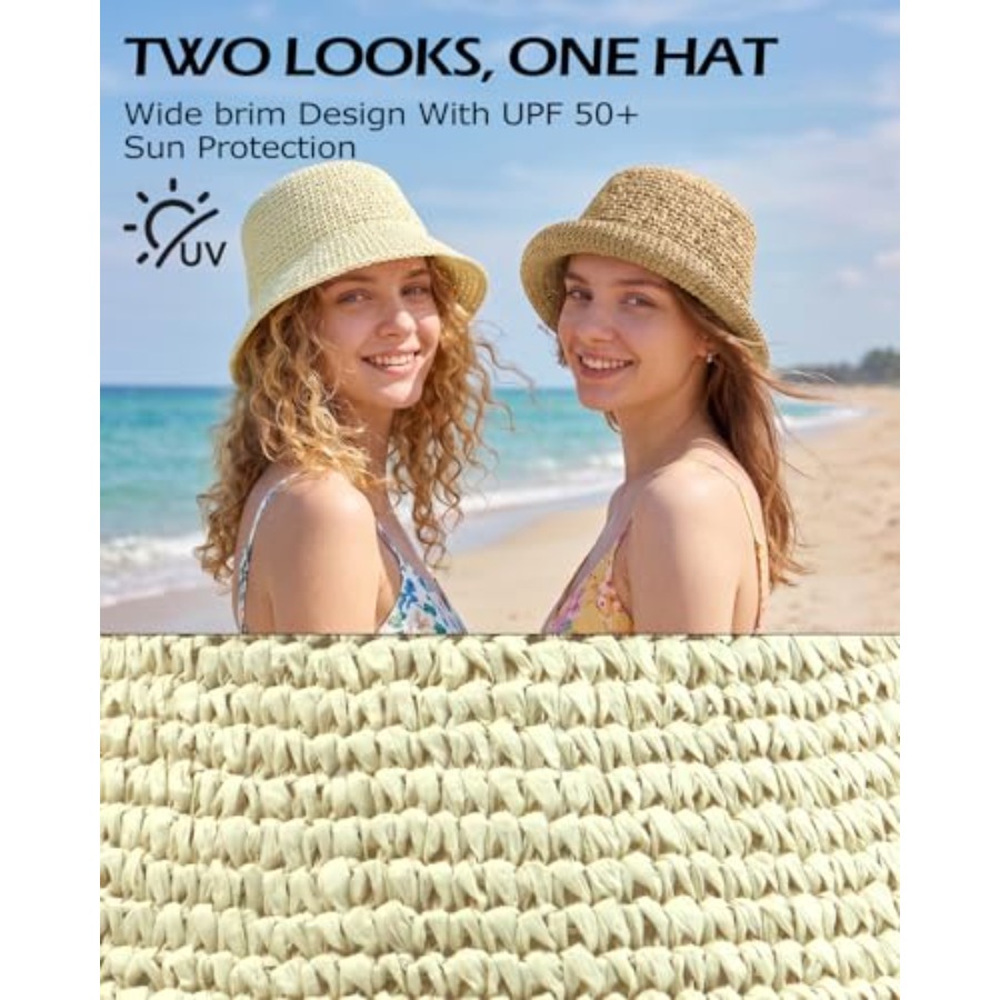 Zylioo XL Straw Bucket Hats, L - Packable Hat Nylon のレビューと価格