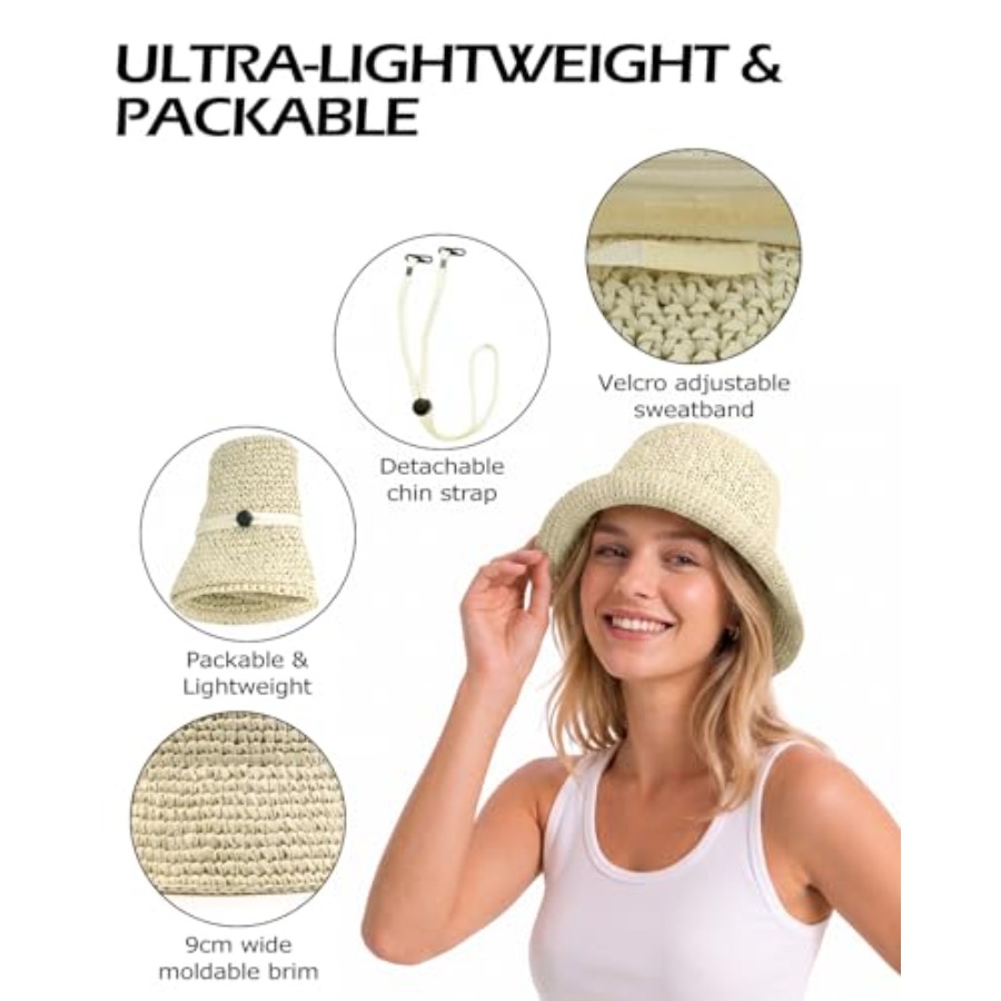 Zylioo XL Straw Bucket Hats, L - Packable Hat Nylon のレビューと価格
