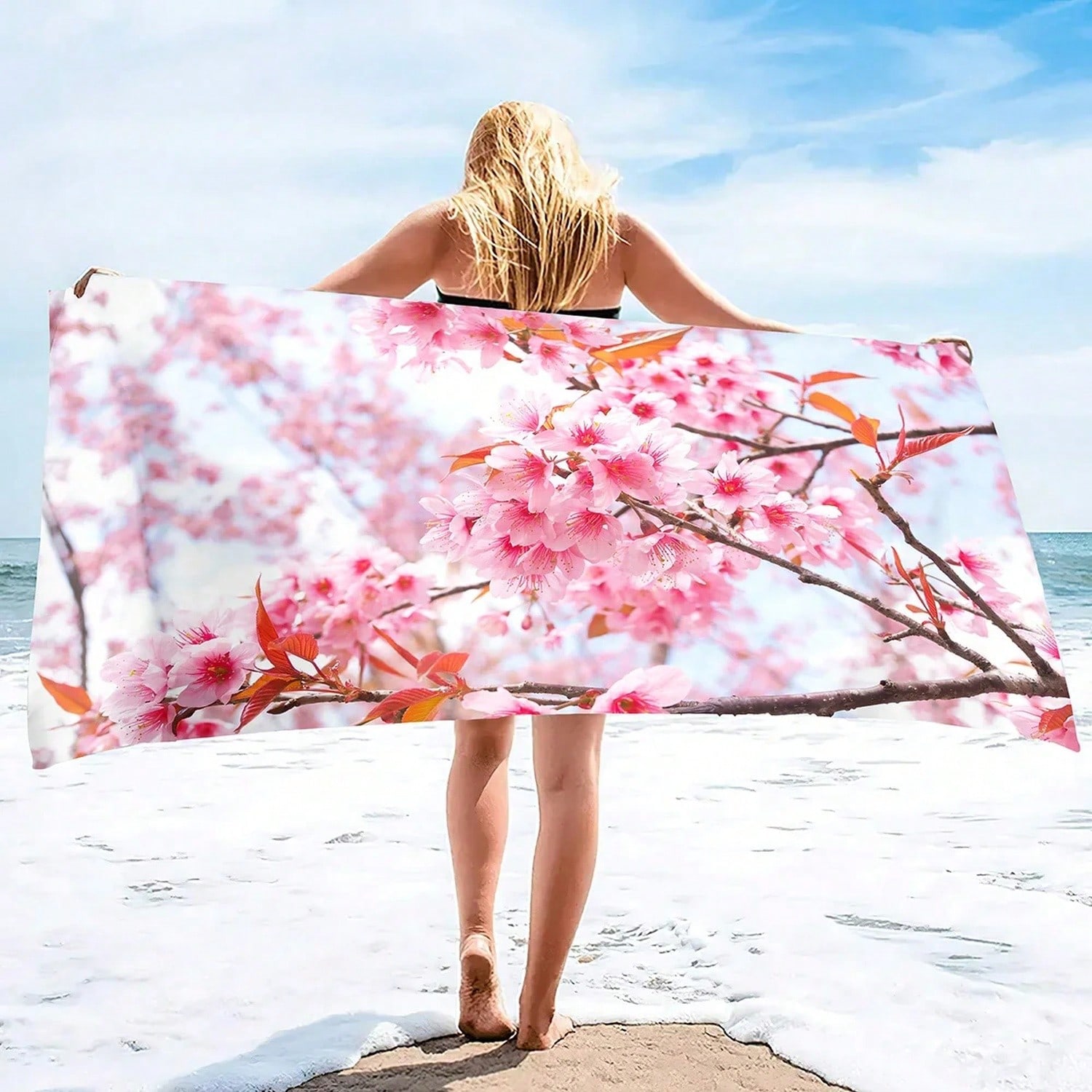 Pink Ry Bloms Sand Free Beach  - Beach Towel Large のレビューと価格