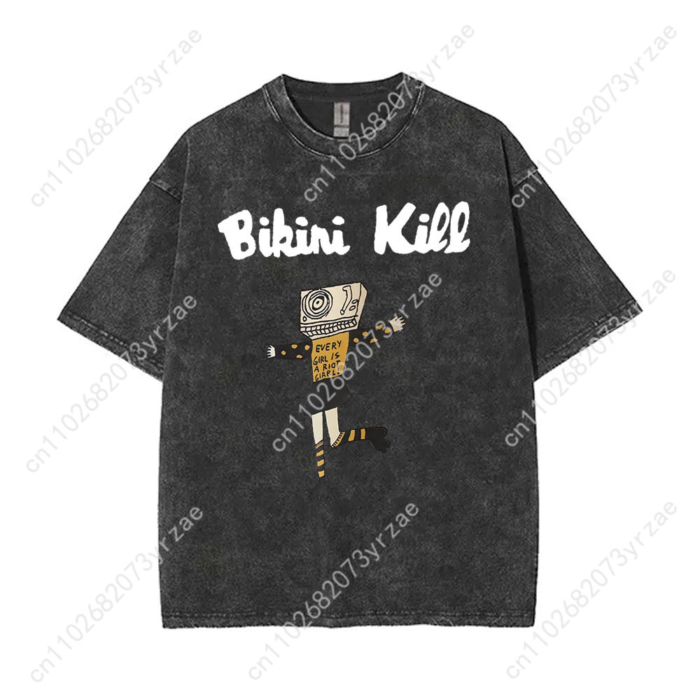 Bikini Kill Retro Wash Tshirt  - Linen Shirt Breathable のレビューと価格