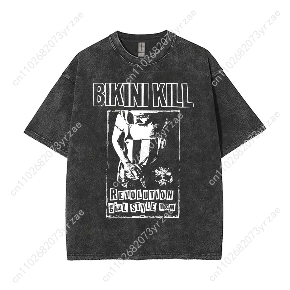 Bikini Kill Retro Wash Tshirt  - Linen Shirt Breathable のレビューと価格