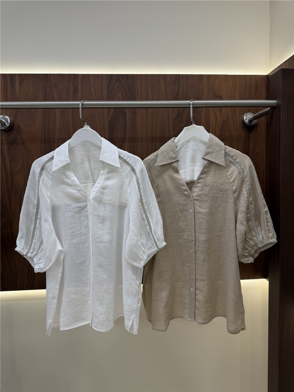Women's Lape Short-Sleeve Shir - Short Linen Drawstring のレビューと価格