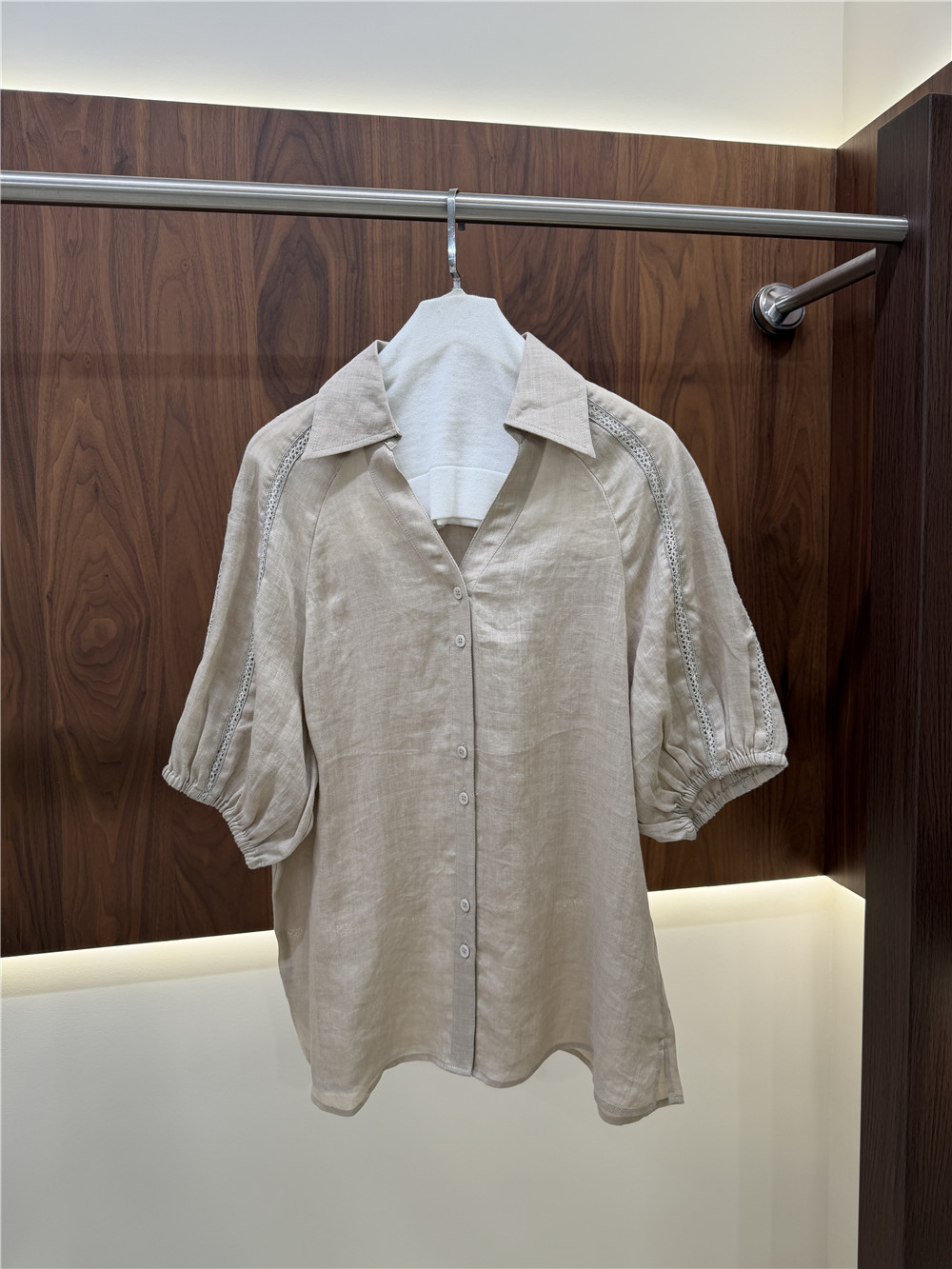 Women's Lape Short-Sleeve Shir - Short Linen Drawstring のレビューと価格