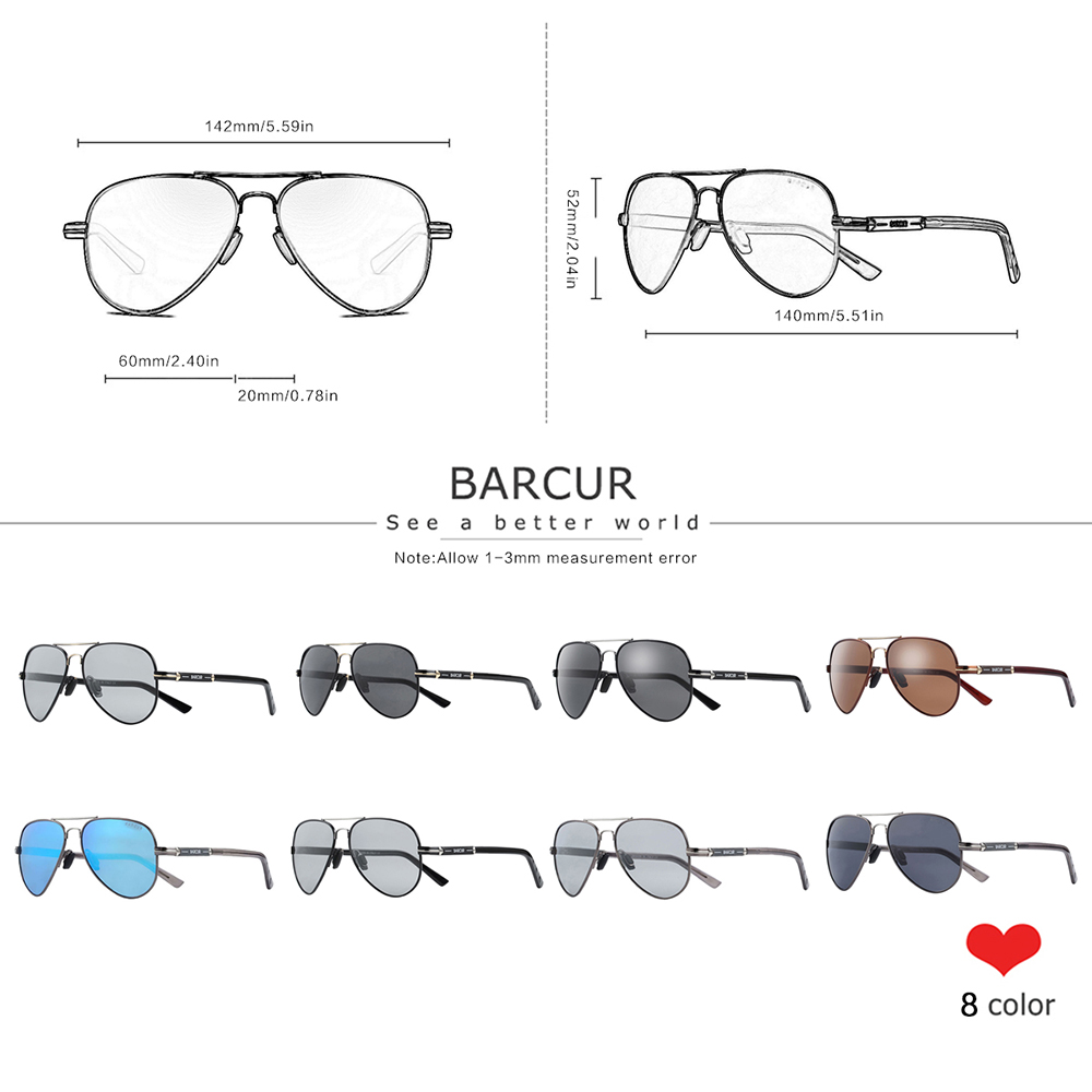 BARCUR Polarized Mens Sunglass - Sunglasses Aviator Polarized のレビューと価格