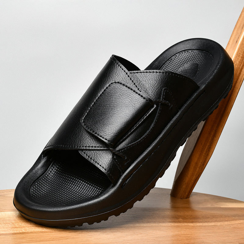 Leather Men's Slippers Slides  - Flip Flop Leather Men のレビューと価格