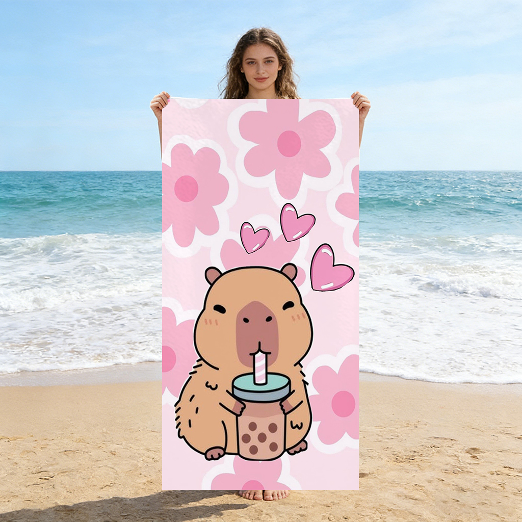 Funny Capybara Beach Towel Sma - Beach Towel Large のレビューと価格