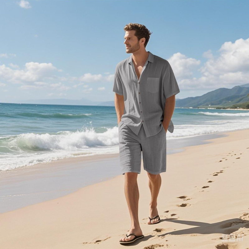 High-End Men's Summer Shorts S - Linen Shirt Breathable のレビューと価格