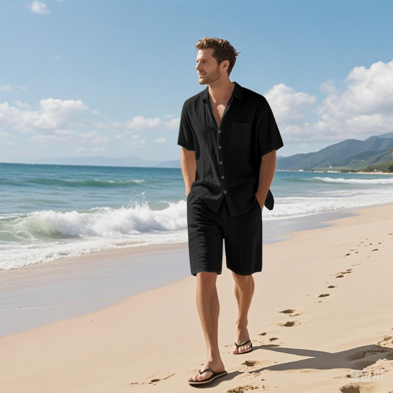 High-End Men's Summer Shorts S - Linen Shirt Breathable のレビューと価格