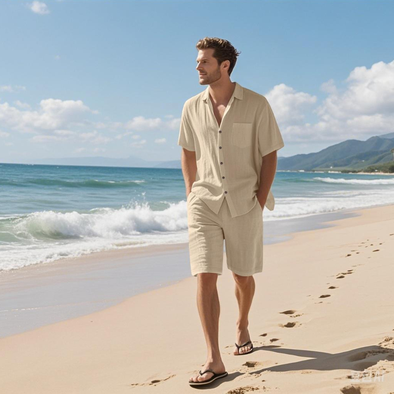 High-End Men's Summer Shorts S - Linen Shirt Breathable のレビューと価格
