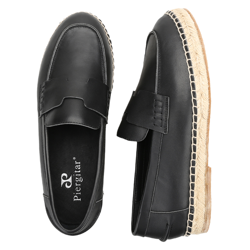 Piegitar Black Genuine Leather - Espadrille Slip On のレビューと価格