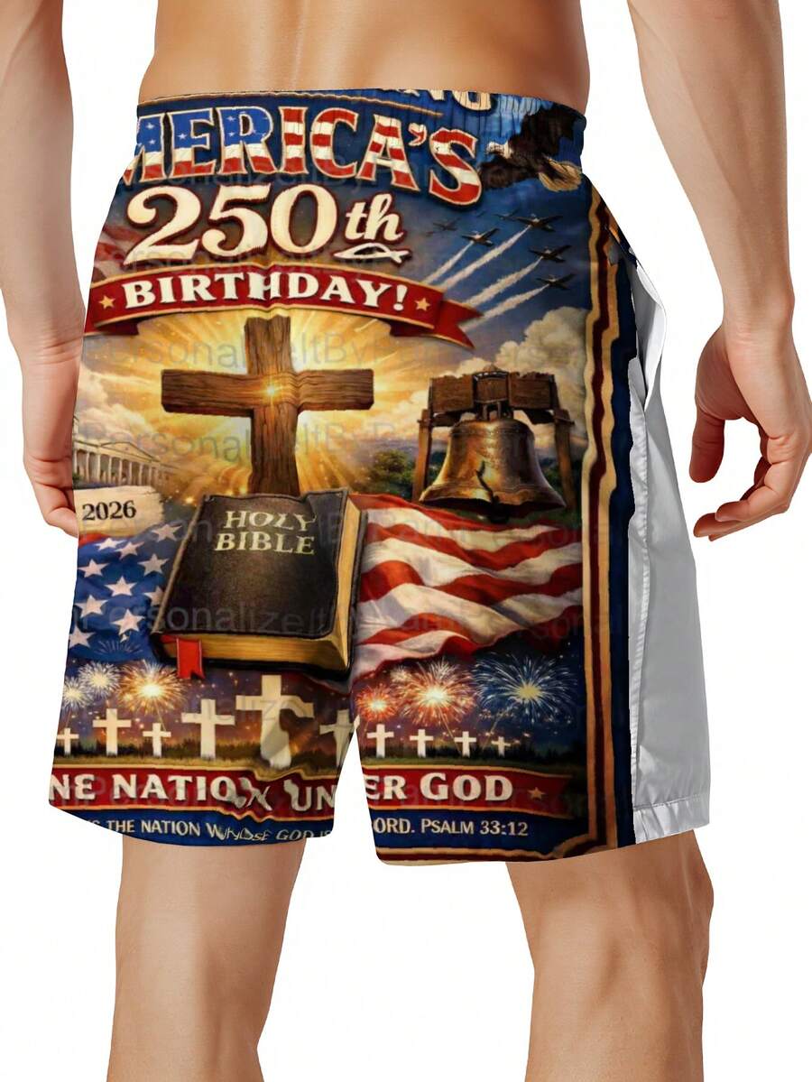 Mens Patriotic Swim Trunks 250 - Swim Trunk Quick Dry のレビューと価格