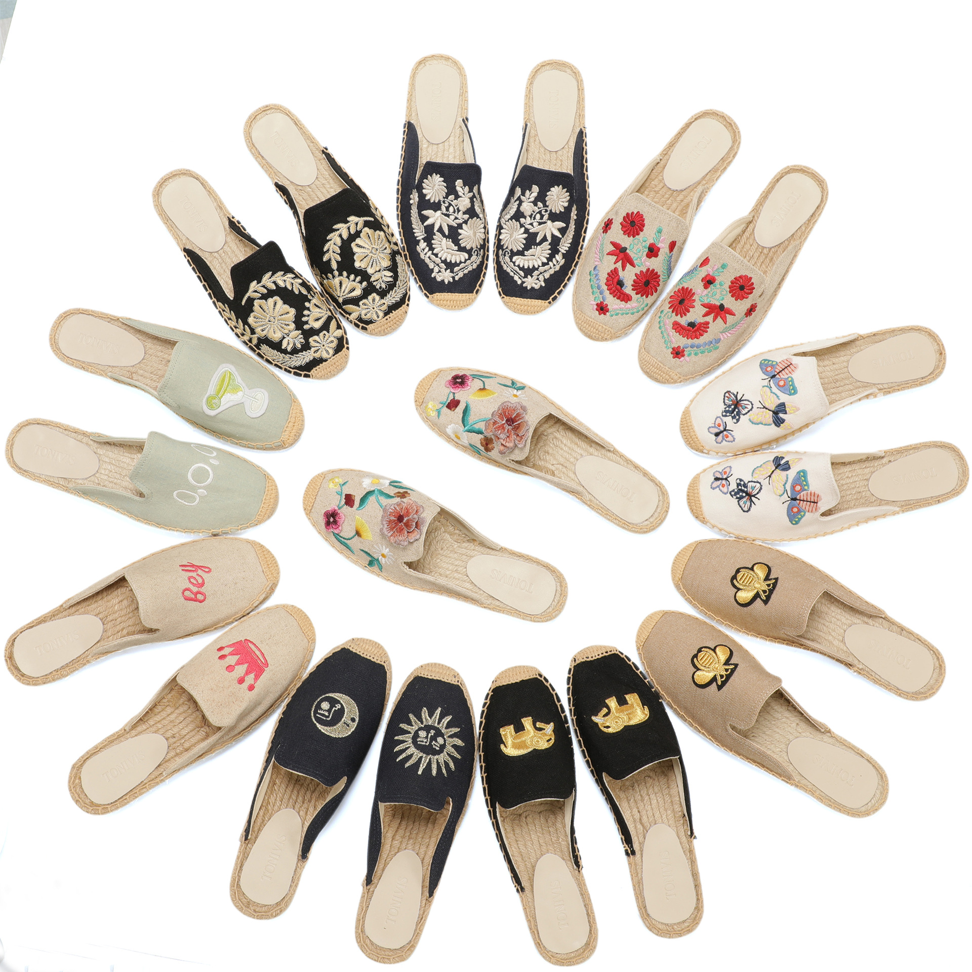 Women Floral Embroidered Espad - Espadrille Slip On のレビューと価格
